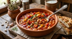 Тушкована фасоль по-турецьки з овочами
